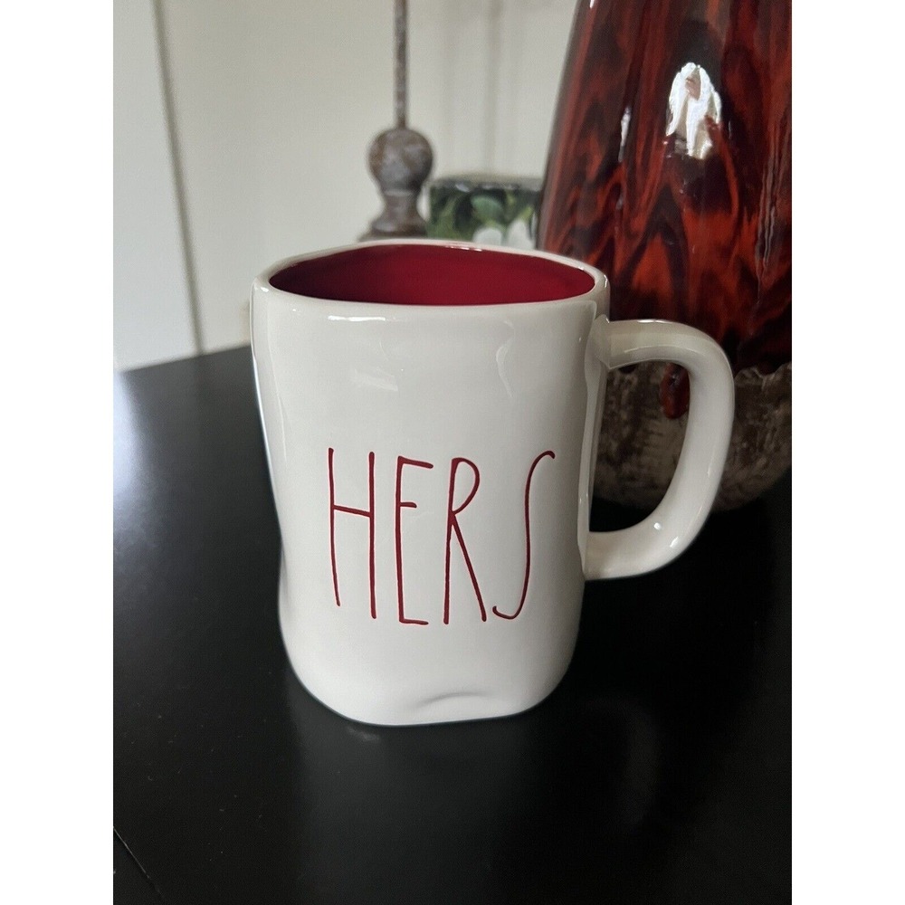 New‎ Rae Dunn "HERS" Coffee Mug W Red Interior. Great Gif!